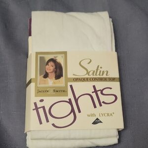 Vintage Jaclyn Smith White Satin Opaque Control Top Tights